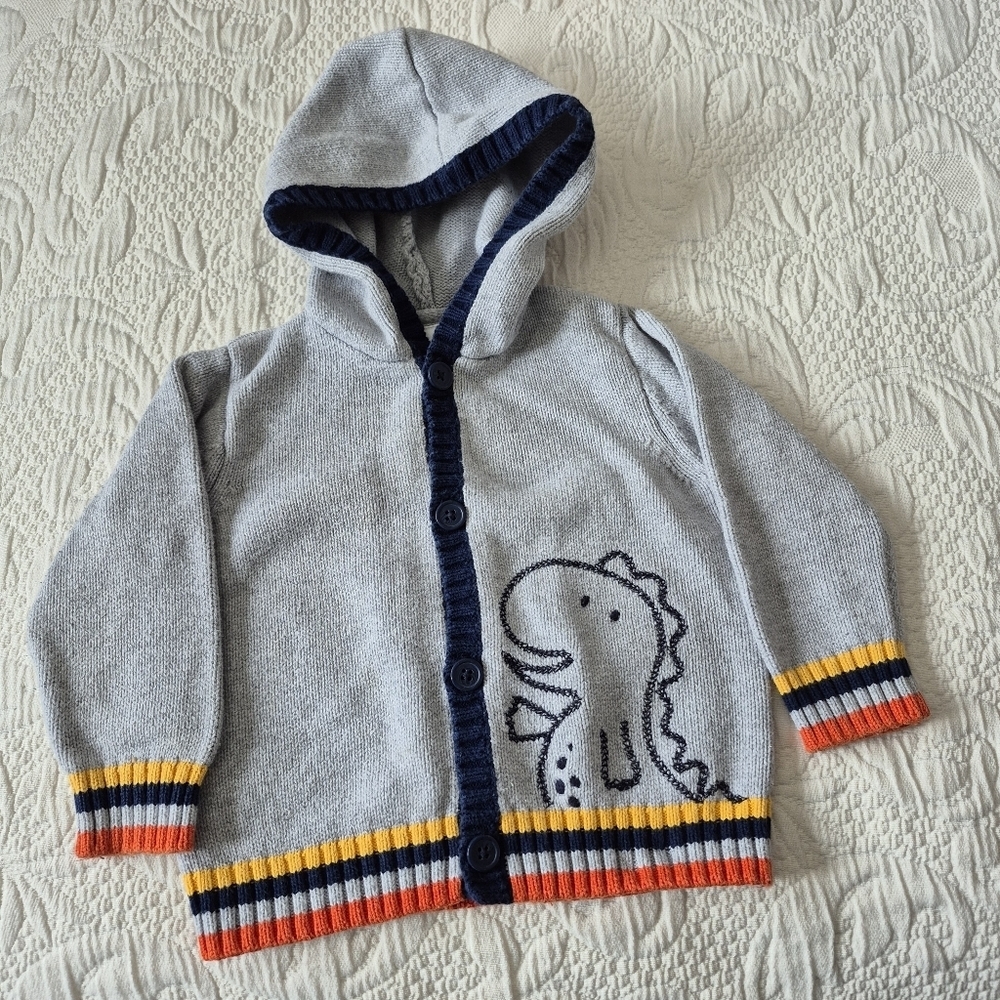 Gymboree boys 12-18 months hooded sweater buttons up VGUC
